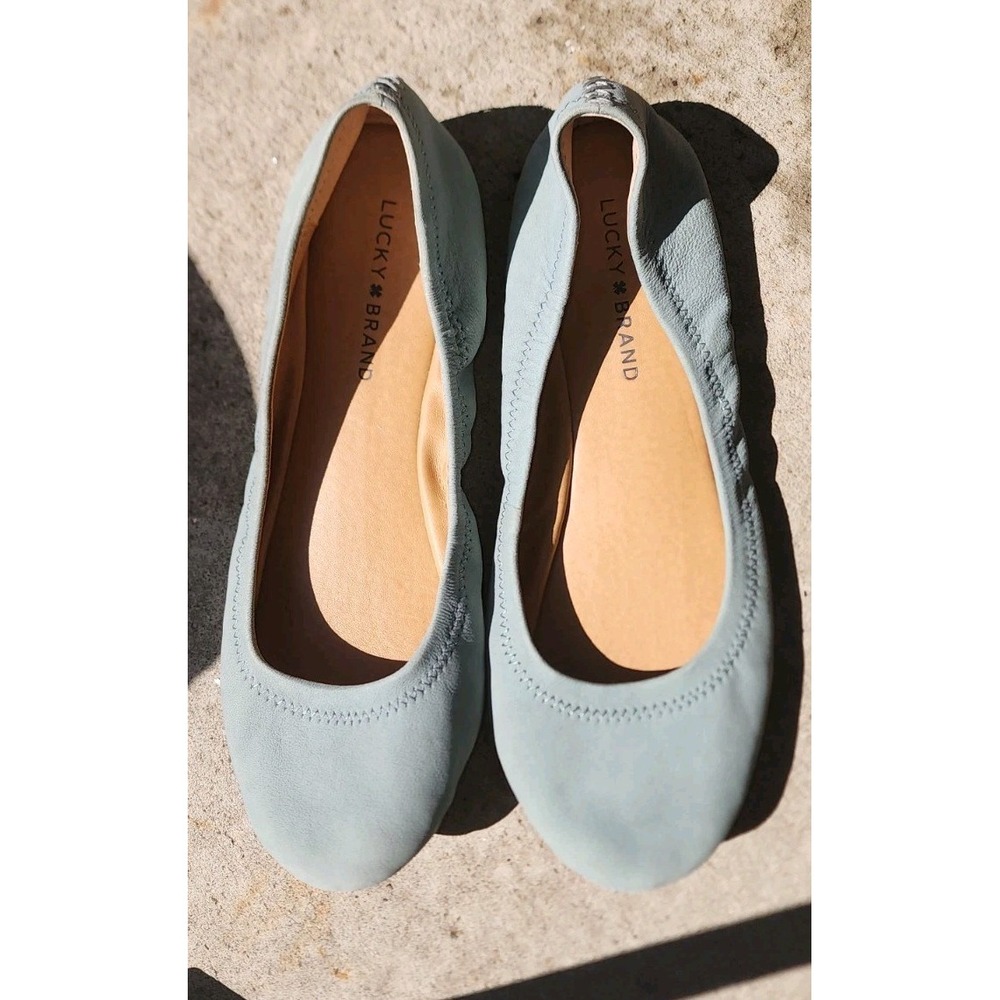 Lucky Brand Blue Green  Ballet Flats Women's Size 10 M Slip On Round Toe Suede